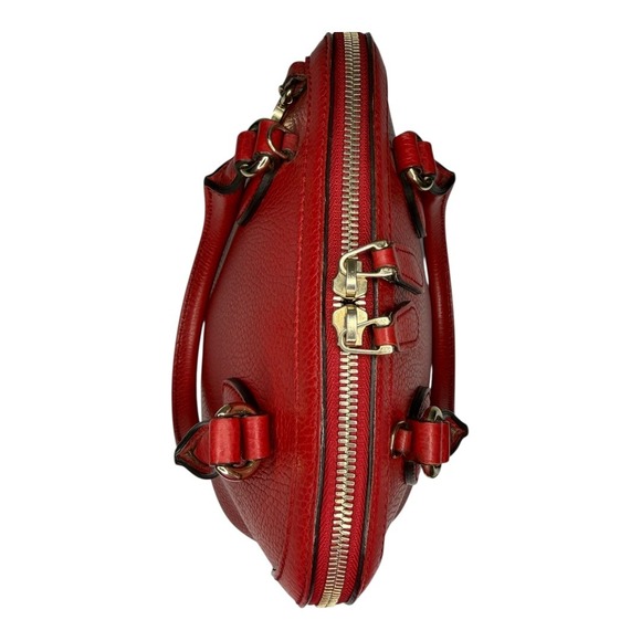 Gucci Red Leather Dome Satchel Crossbody Bag w Strap & Dust Bag | Excellent - Picture 9 of 14